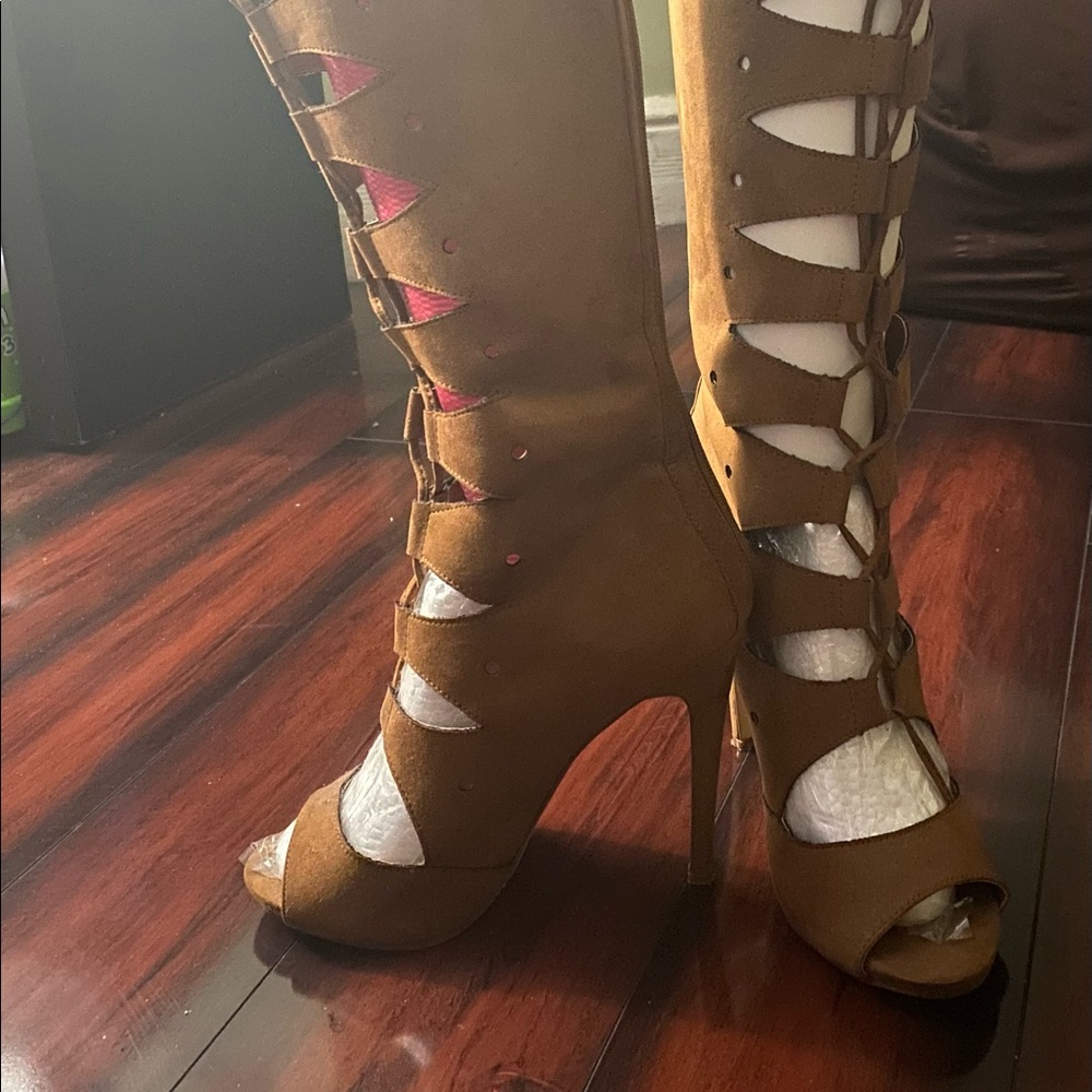 JustFab lace up heeled boots